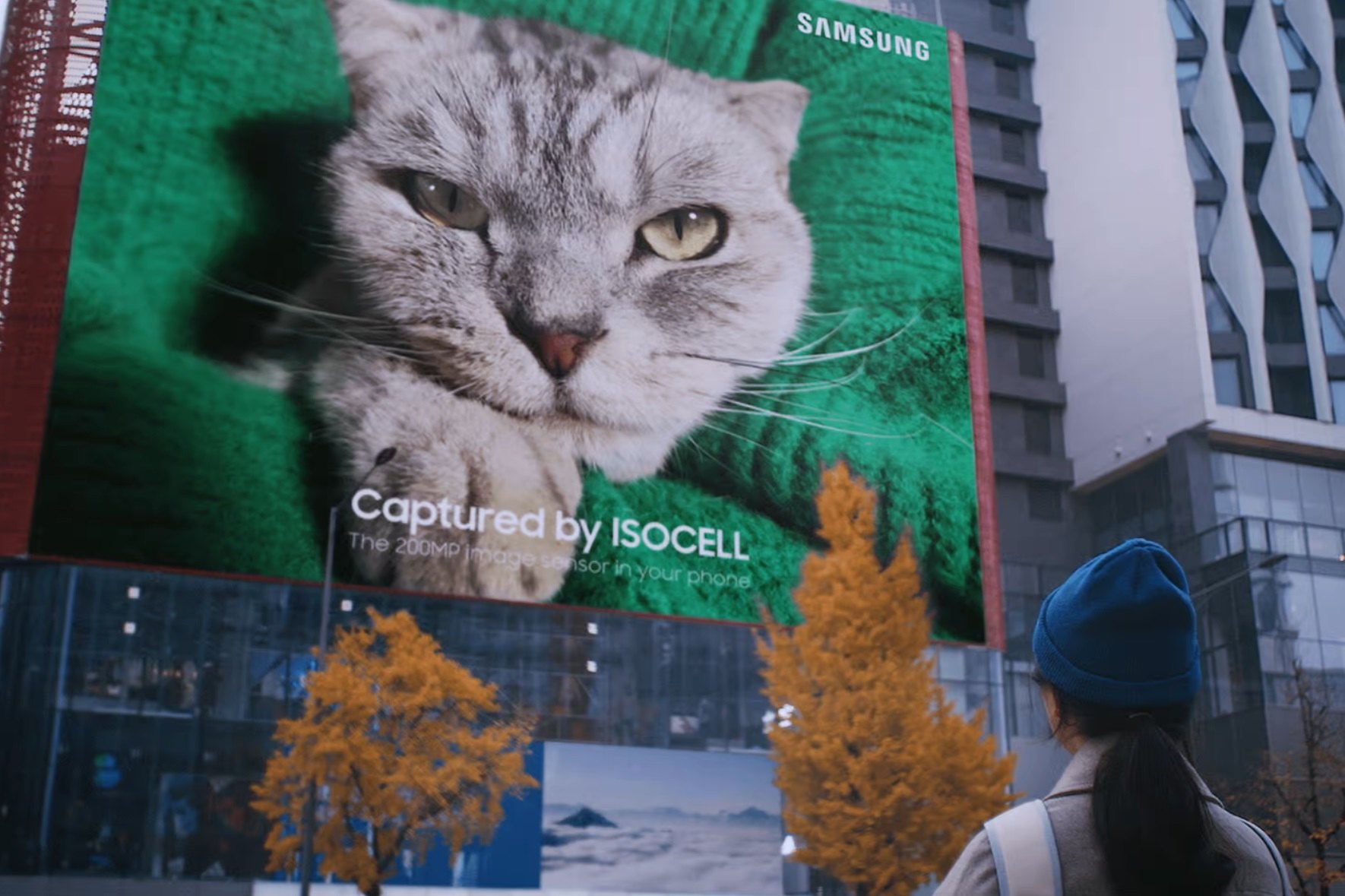 Samsung продемонстрировал мощь новой 200-мегапиксельной камеры смартфона, распечатав фото кота на огромном постере
